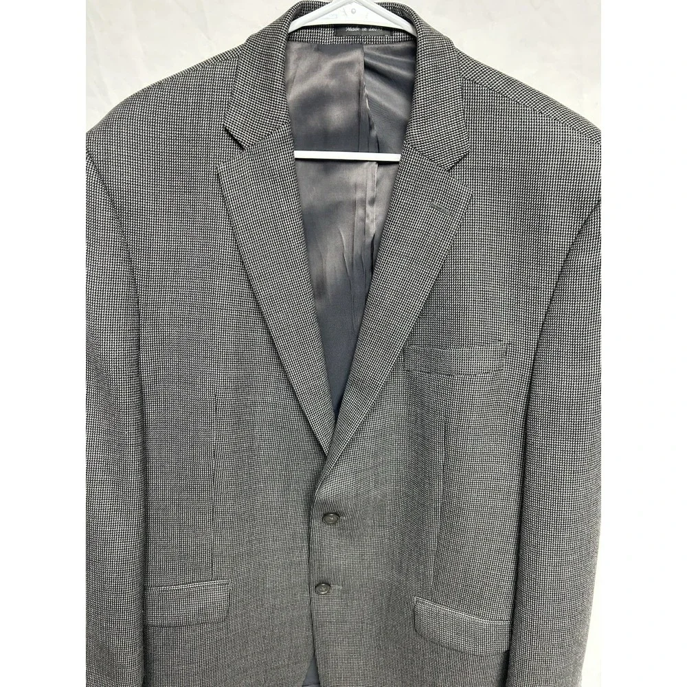 Lauren Ralph Lauren Gray Houndstooth Blazer Luxury Sports Jacket, 100% Wool, 44R